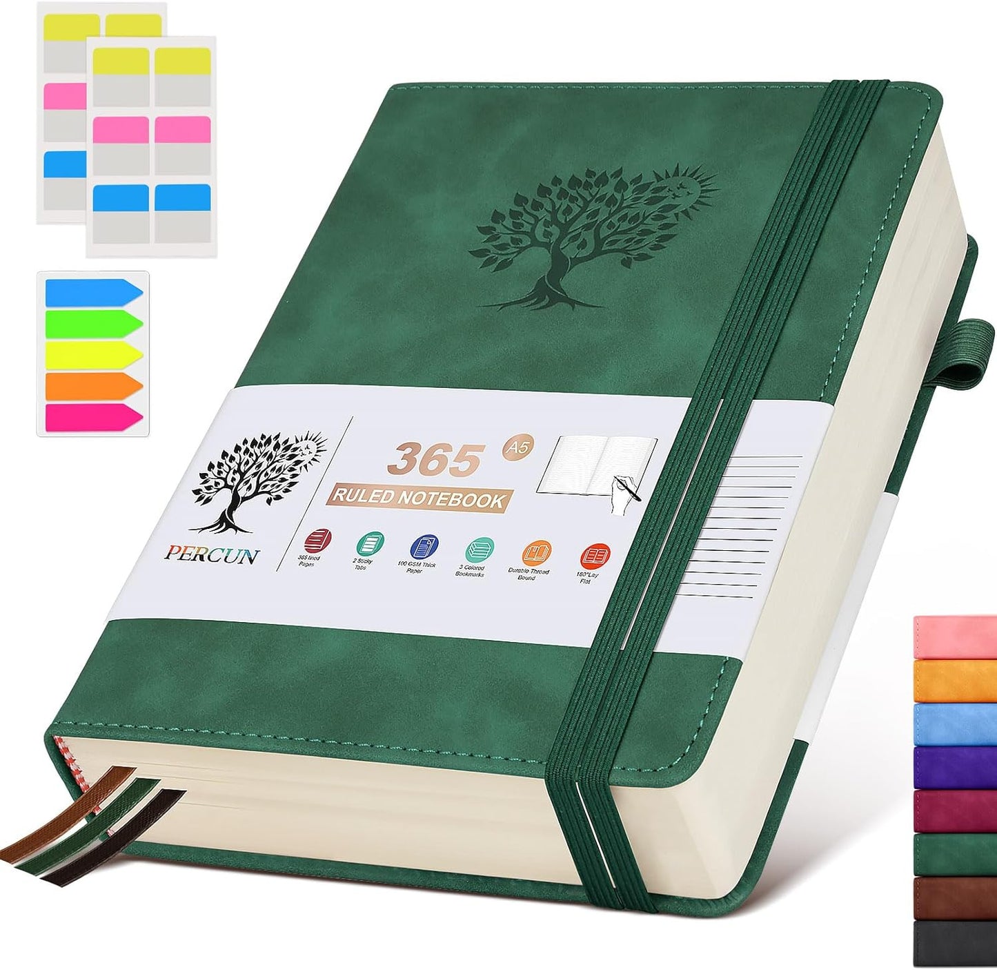 365 Page Leather Journal - High-Quality Daily Diary for Writing - PERCUN
