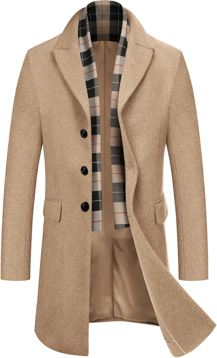 Stylish COOFANDY Men's Wool Blend Coat with Detachable Scarf
