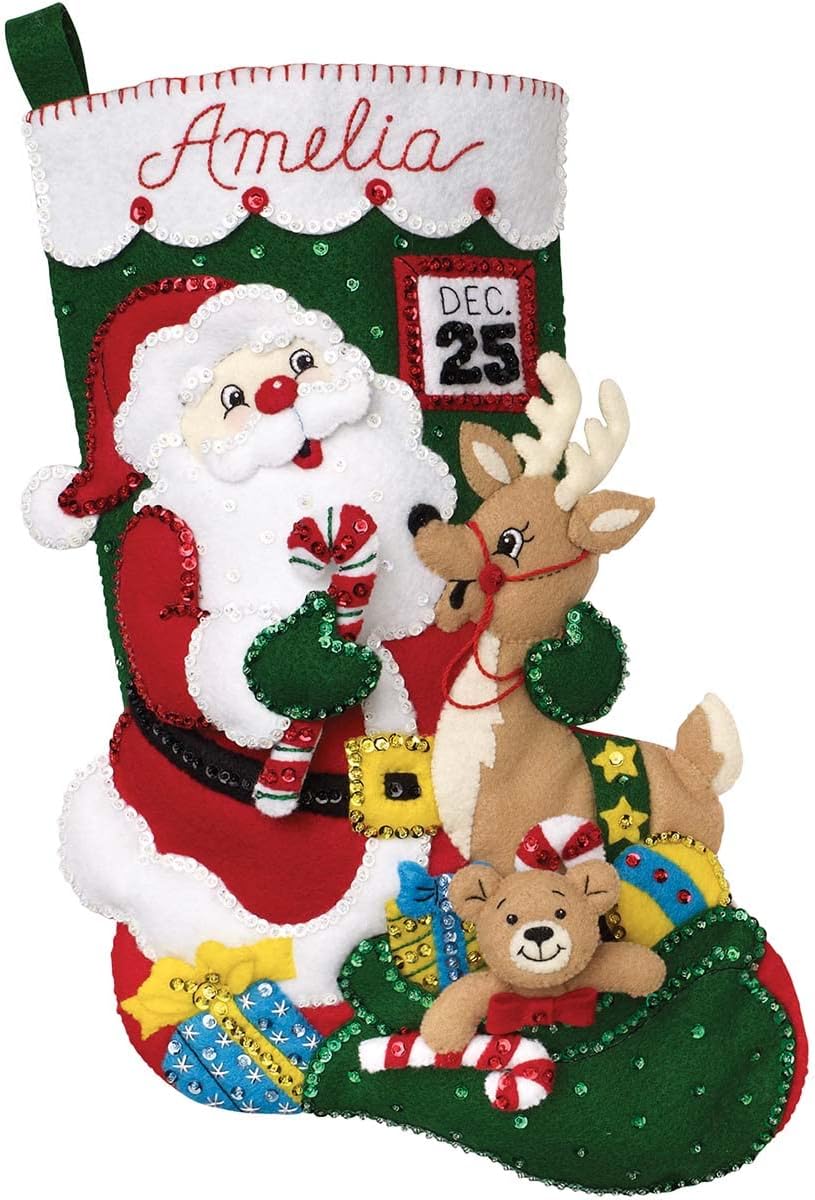 Bucilla Felt Applique 18in Stocking Kit for Holiday Crafts