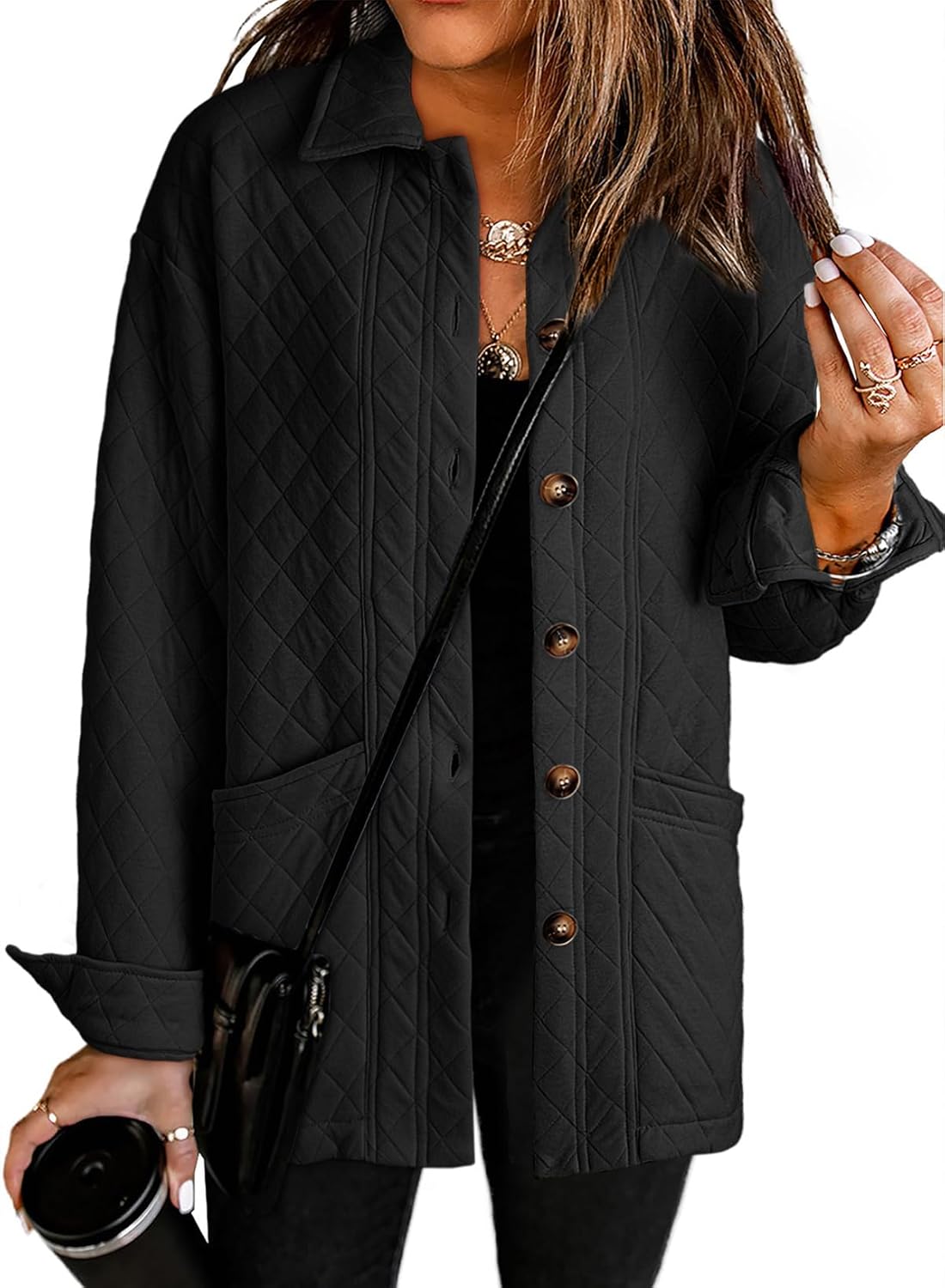 Dokotoo Casual Quilted Jackets for Women with Pockets