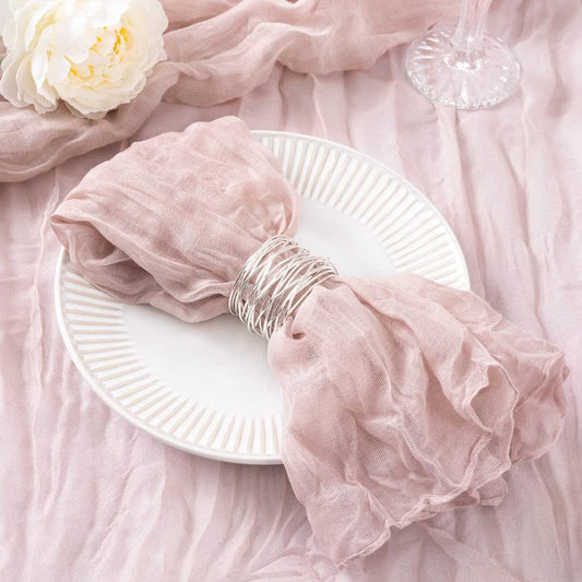 100 Pack Pink Cheesecloth Napkins for Elegant Holiday Tables