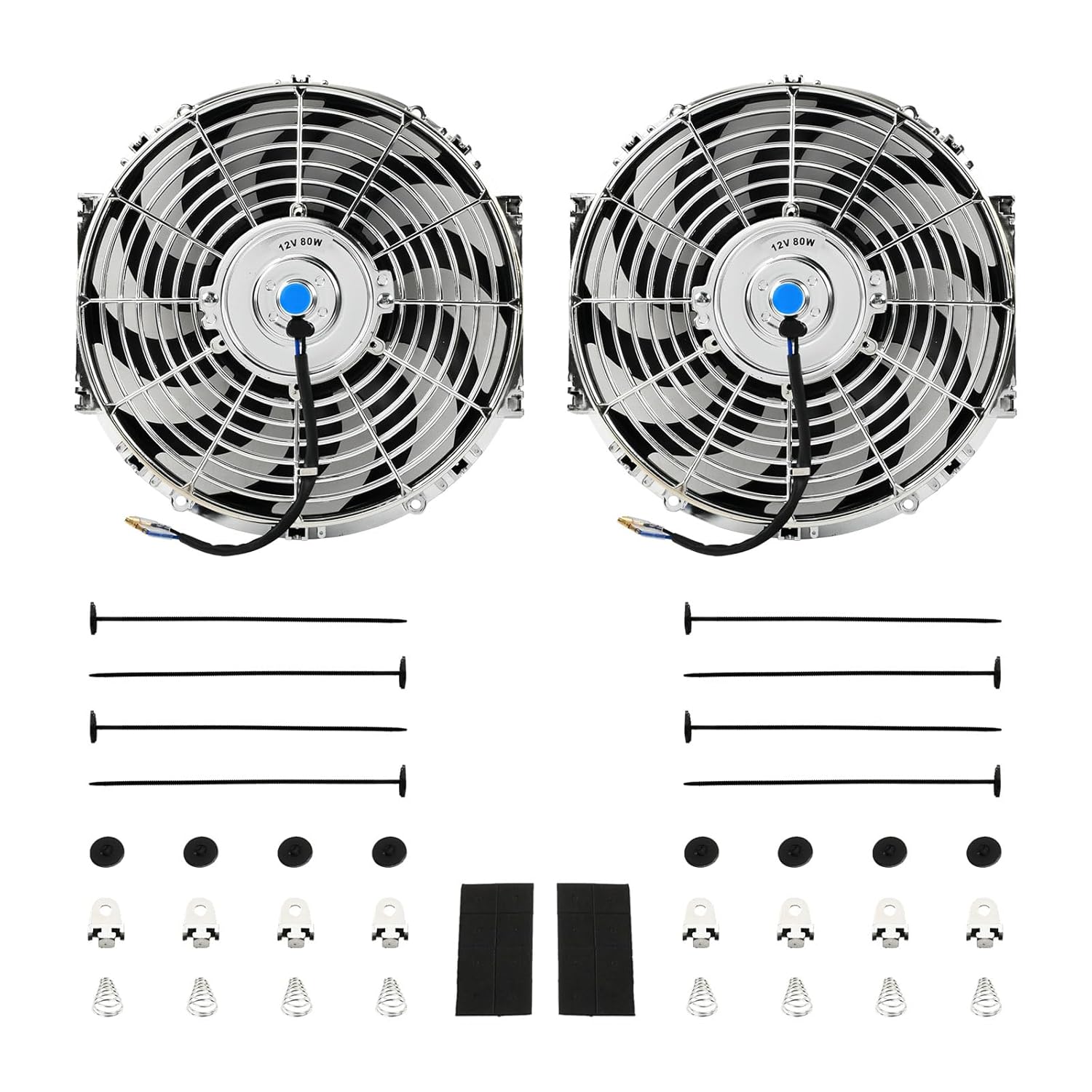 12 Inch Chrome Universal Slim Fan Push Pull Electric Radiator