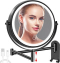 8 in Wall Mounted Lighted Makeup Mirror - Rechargeable 1X/10X Dual