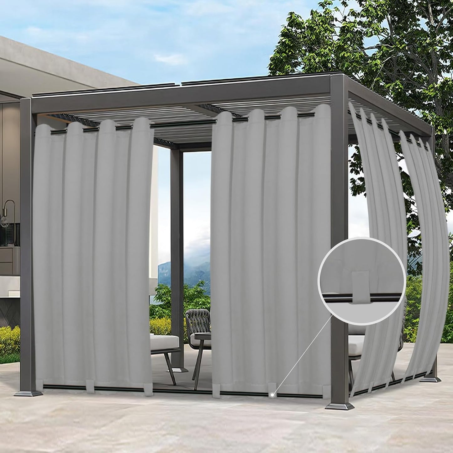 Easy-Going Outdoor Curtains Waterproof for Patio and Porch