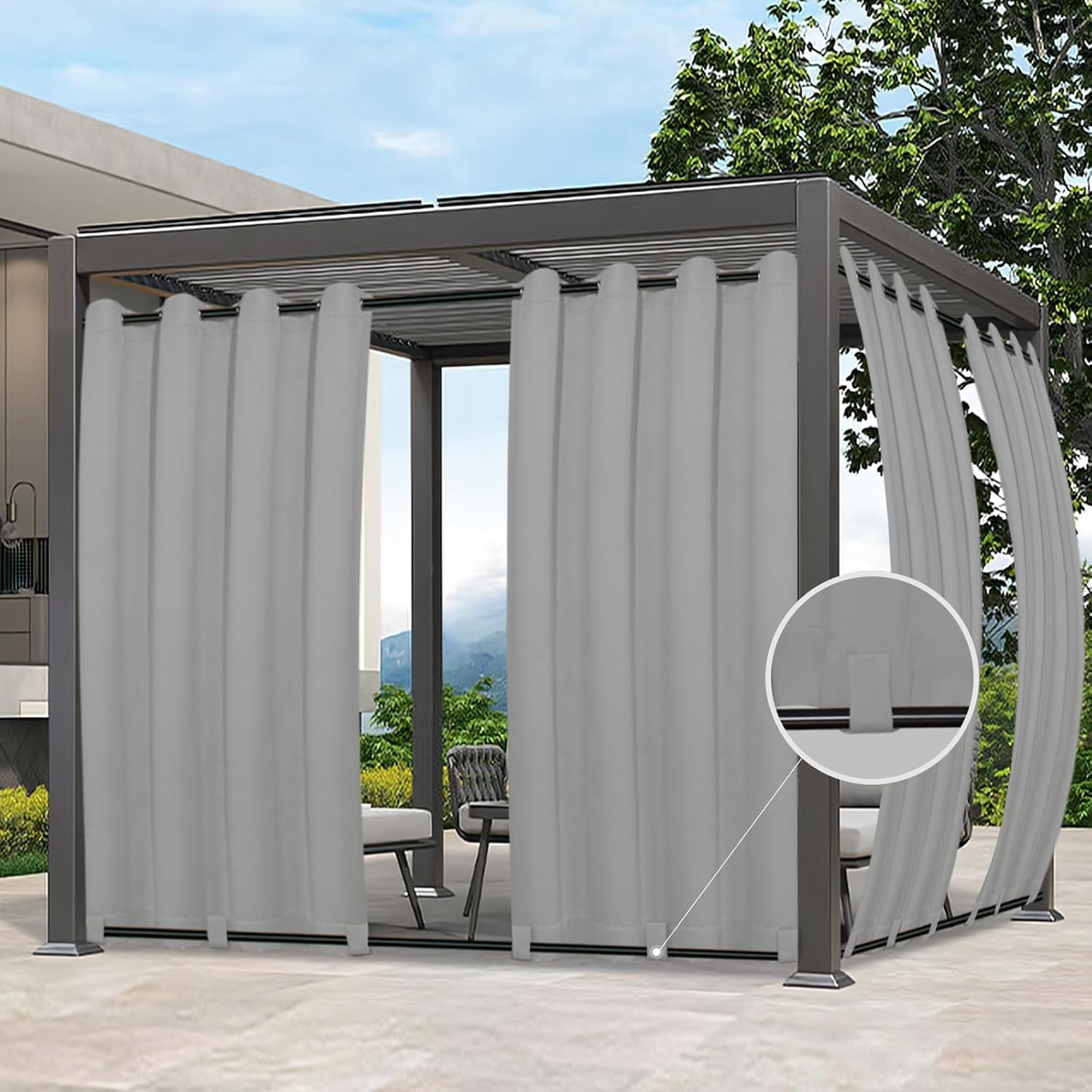 Easy-Going Outdoor Curtains Waterproof for Patio and Porch