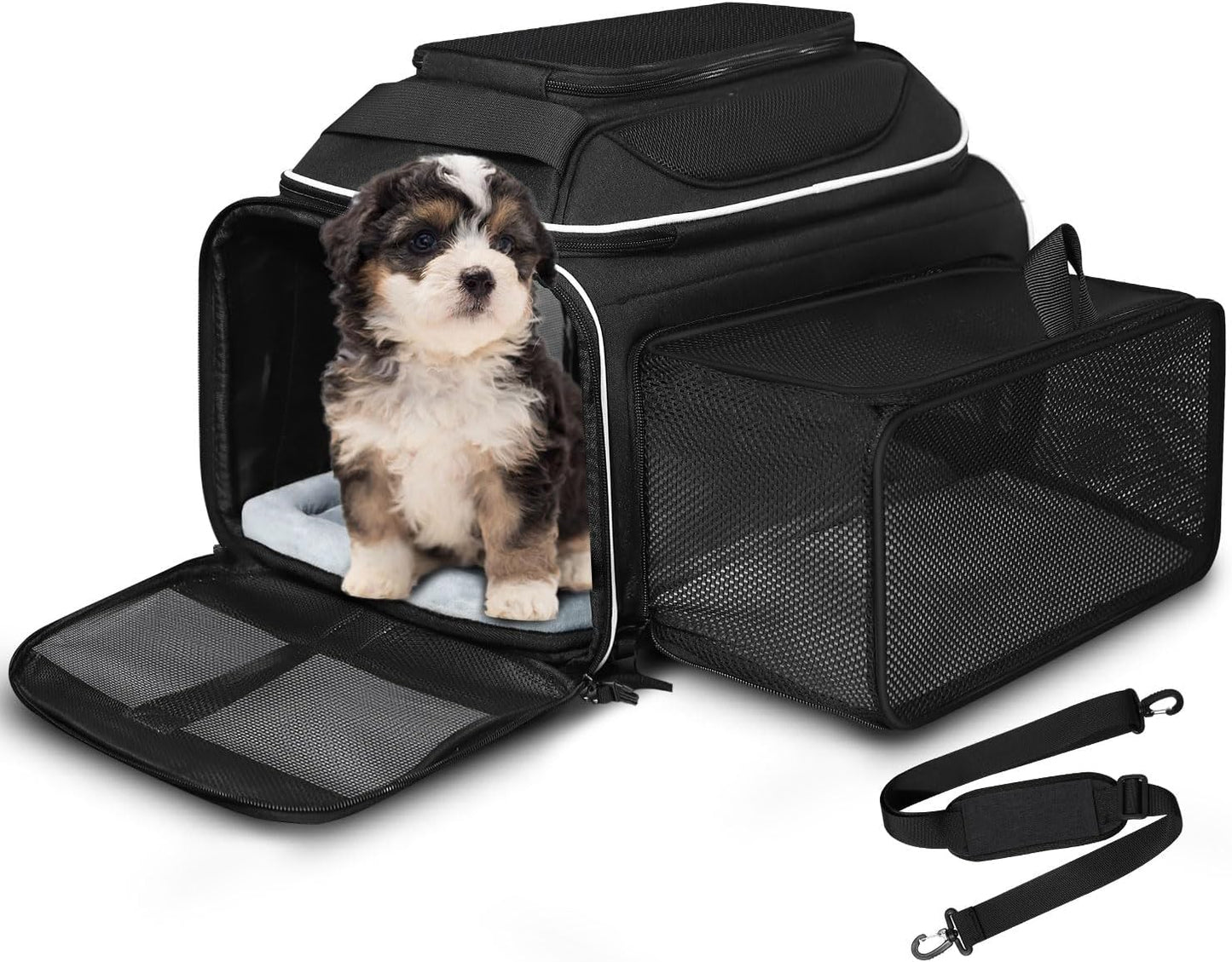 Petskd Expandable Pet Carrier for Small Dogs and Cats 18x11x11