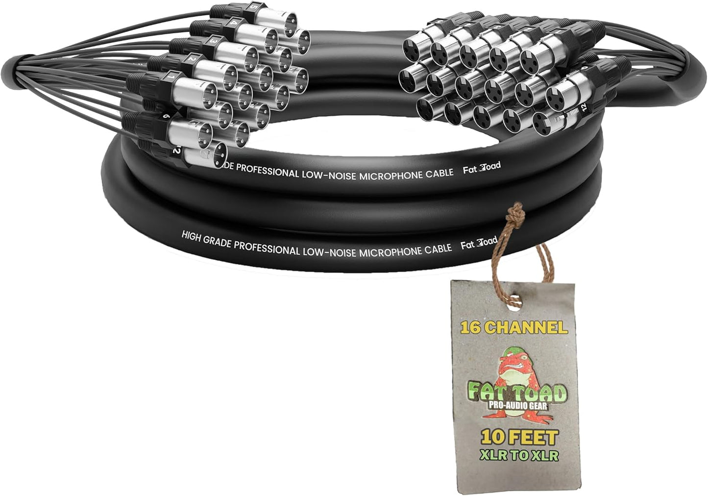 Fat Toad 10ft 16-Channel XLR Snake Cable for Studio and Stage