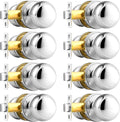 Probrico Polished Chrome Passage Door Knobs 8-Pack - Interior Keyless