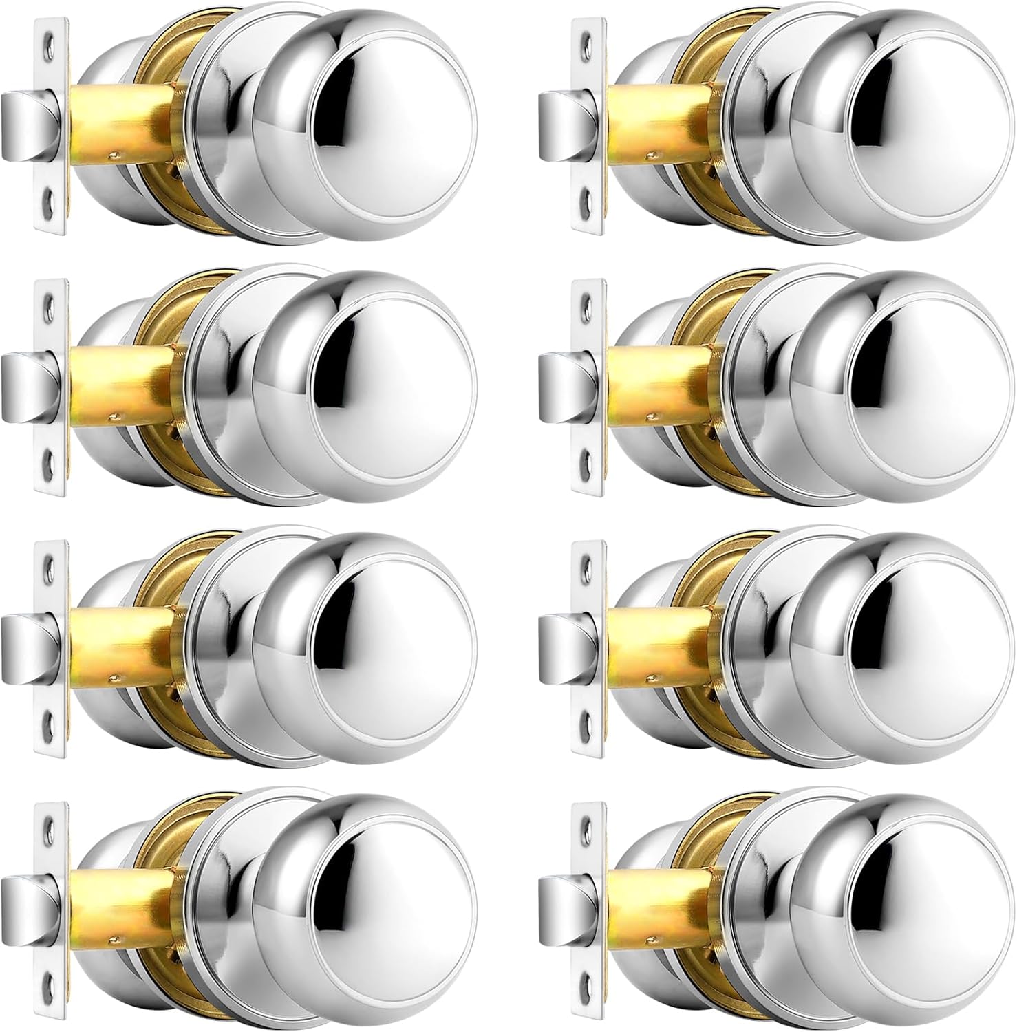 Probrico Polished Chrome Passage Door Knobs for Interior Doors