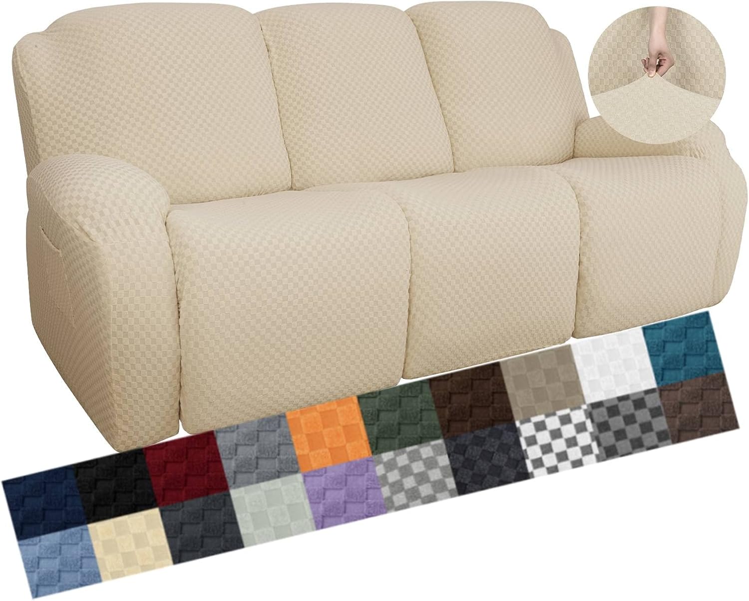 YEMYHOM Stretch Recliner Sofa Cover with Side Pocket and Anti-Slip