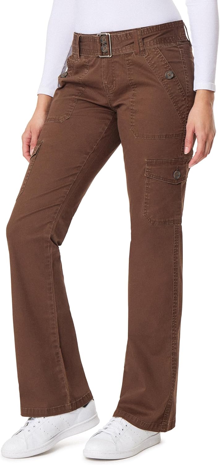 WallFlower Women's Feisty Curvy Cargo Flare Pants for Juniors