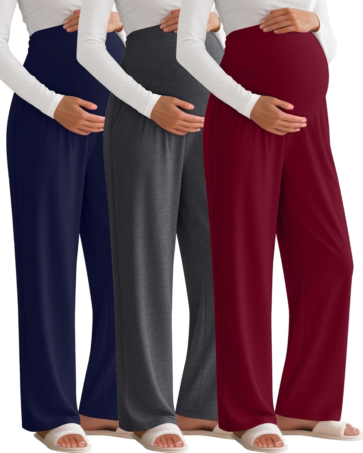 3 Pack Women's Maternity Pants for Comfortable Pregnancy Wear