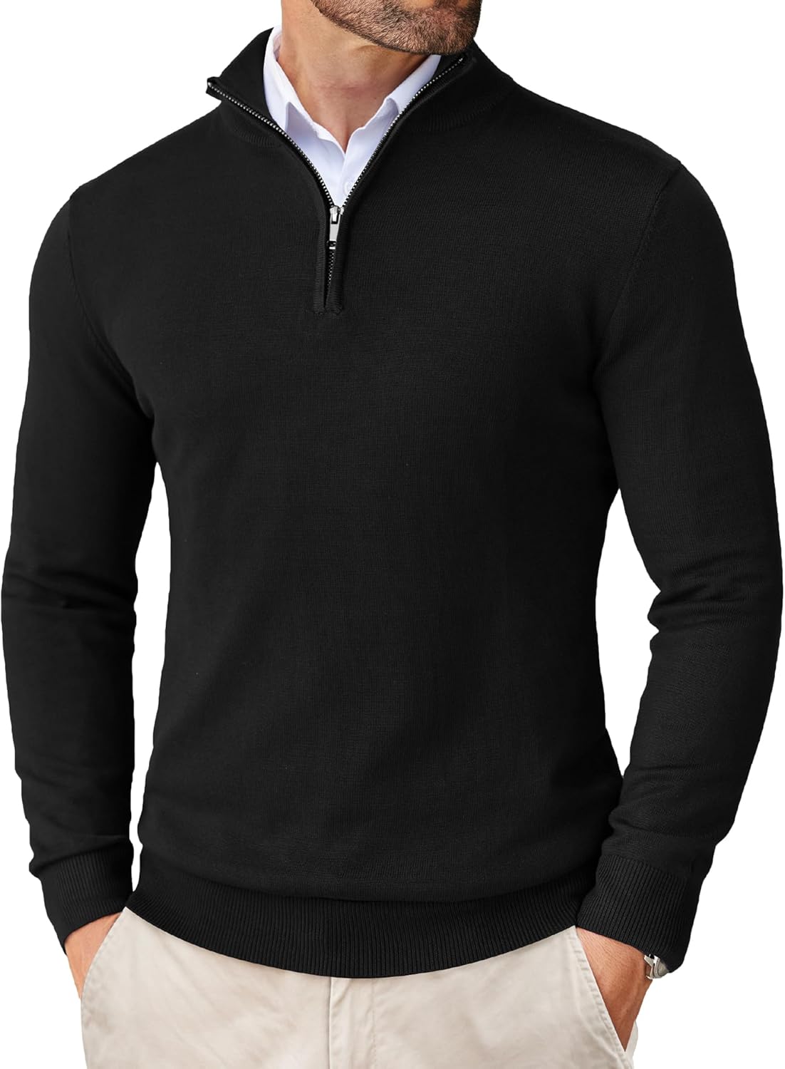 COOFANDY Men's Quarter Zip Up Sweaters for Stylish Comfort