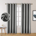 HOMEIDEAS 2 Panels Silver Grey Faux Silk Blackout Curtains - Room