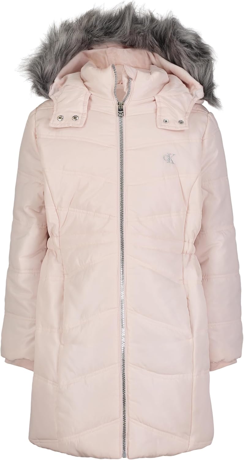 Calvin Klein Girls Hooded Winter Puffer Jacket for Cozy Comfort