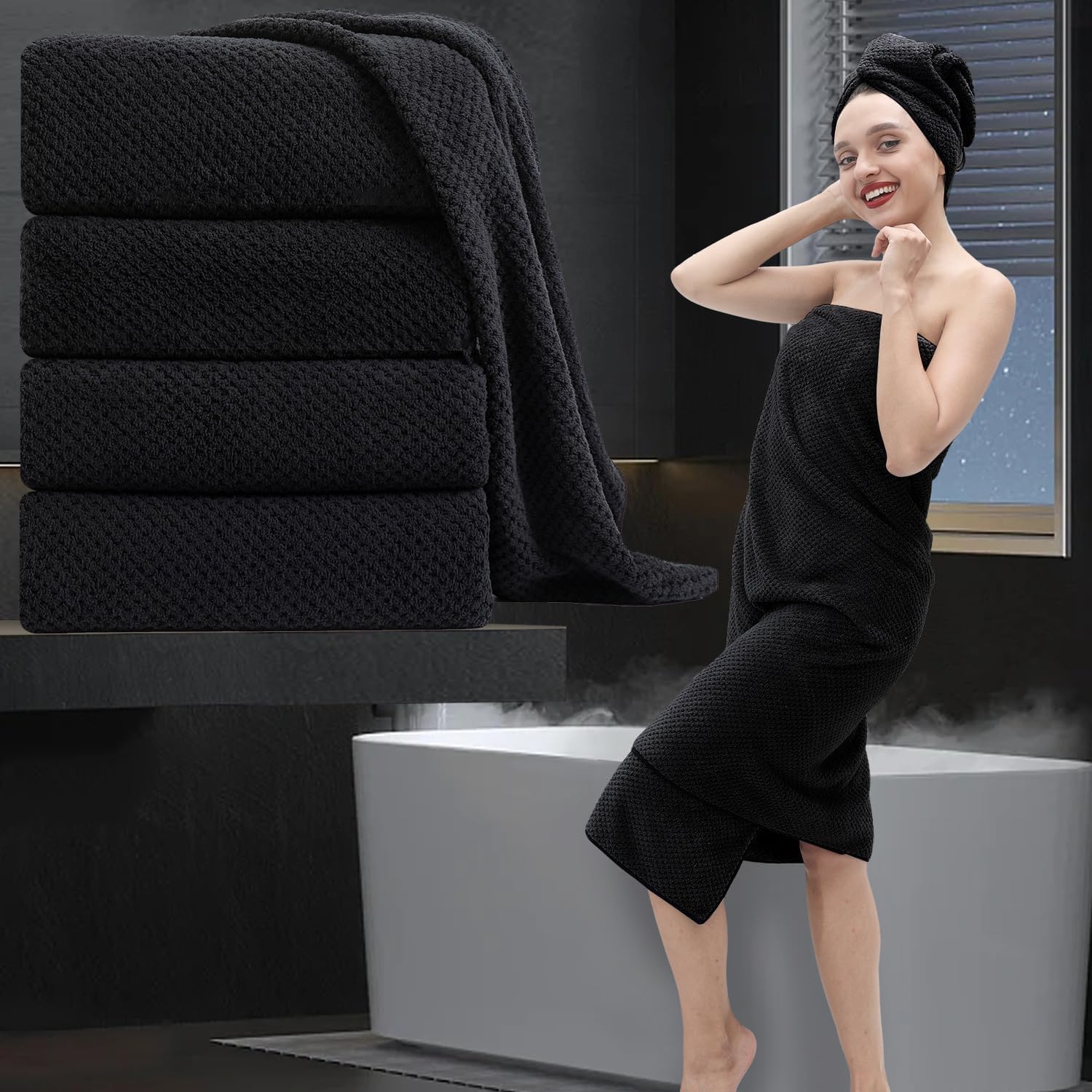Extra Large Bath Towel Set of 4 for Ultimate Comfort and Absorbency