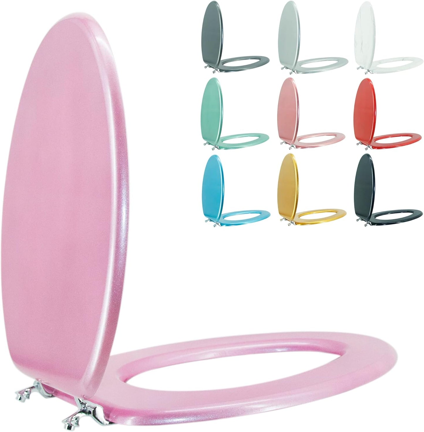 Elongated Toilet Seat Wood with Zinc Alloy Hinges for Comfort