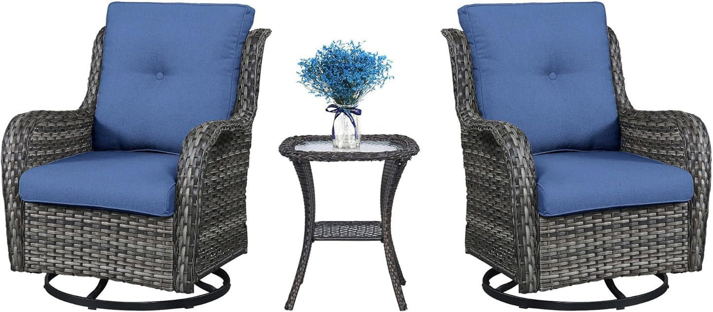 Patio Swivel Rocking Chairs - Outdoor Wicker Glider Set