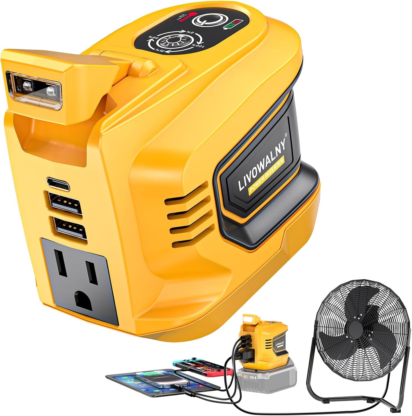 200W Portable Power Inverter for DeWALT 20V Batteries - Versatile