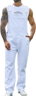 White Overalls for Men Work Coveralls - Utility Bib Jumpsuit
