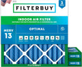 14x14x2 MERV 13 Air Filter 3-Pack - Optimal Smoke & Allergy Defense
