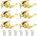 Probrico Brushed Gold Door Handles Keyed Alike Wave Lever - Durable