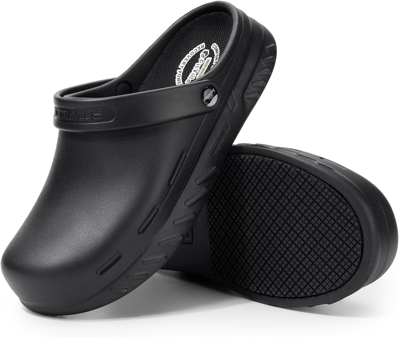 FitVille Wide Chef Clogs for Men Slip Resistant Kitchen Shoes