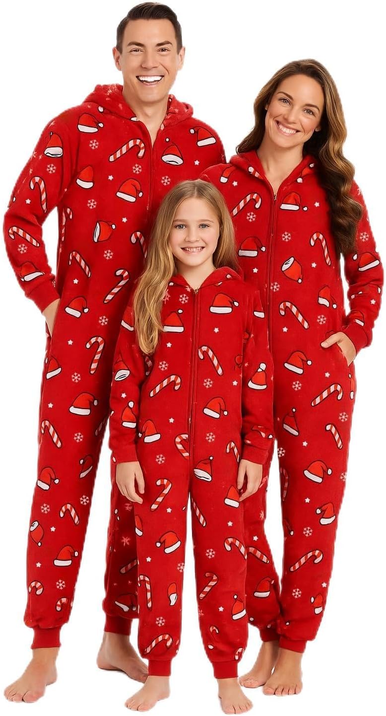 Cozy Family Christmas Onesies for Adults & Kids - Fleece Pajamas