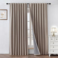100% Blackout Curtains 96 in 2 Panels Beige - Faux Linen Thermal