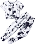 Girls Tie Dye Twist Front Top & Sweatpants Set - Soft Polyester Blend