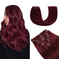 Clip in Hair Extensions 20in 8Pcs 120g Burgundy - Natural Remy