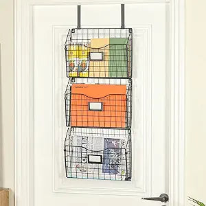 Hanging Wall Files Rack with Door Hooks for Office Organization