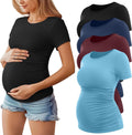 Women's 4 Pack Maternity Tees - Side Ruched Cotton Blend Tops