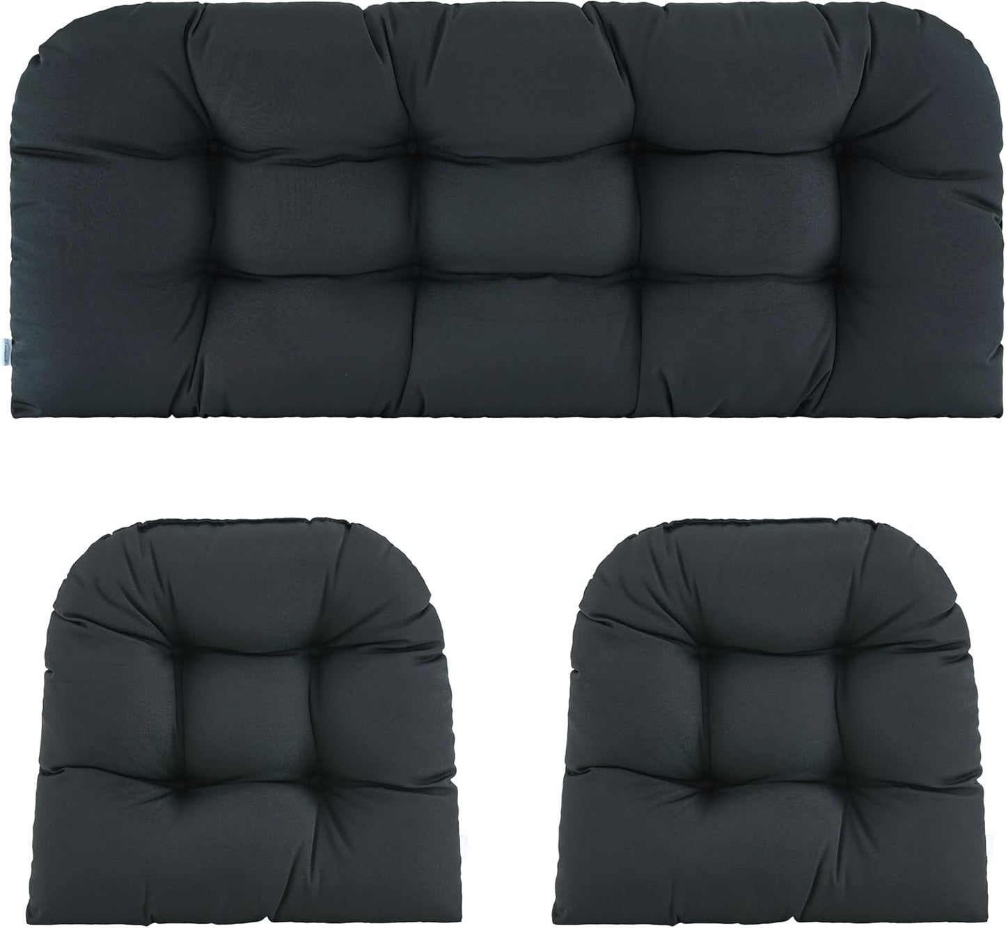 Wicker Chair Cushions Set of 3 Waterproof Tufted for Outdoor Use