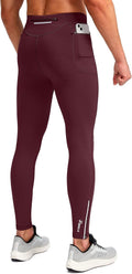 Pudolla Men's Thermal Running Tights with 3 Zipper Pockets