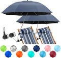 2 PACK Beach Umbrella with Clamp - Adjustable UPF50+ Chair Umbrellas