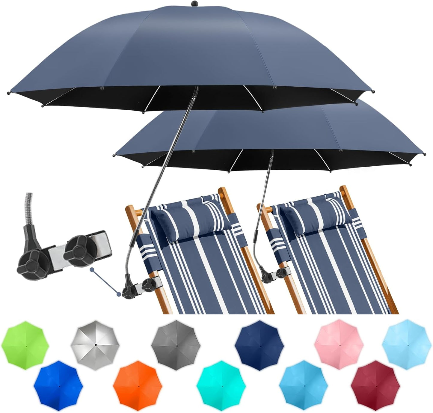2 Pack Beach Umbrella with Clamp for Ultimate Sun Protection