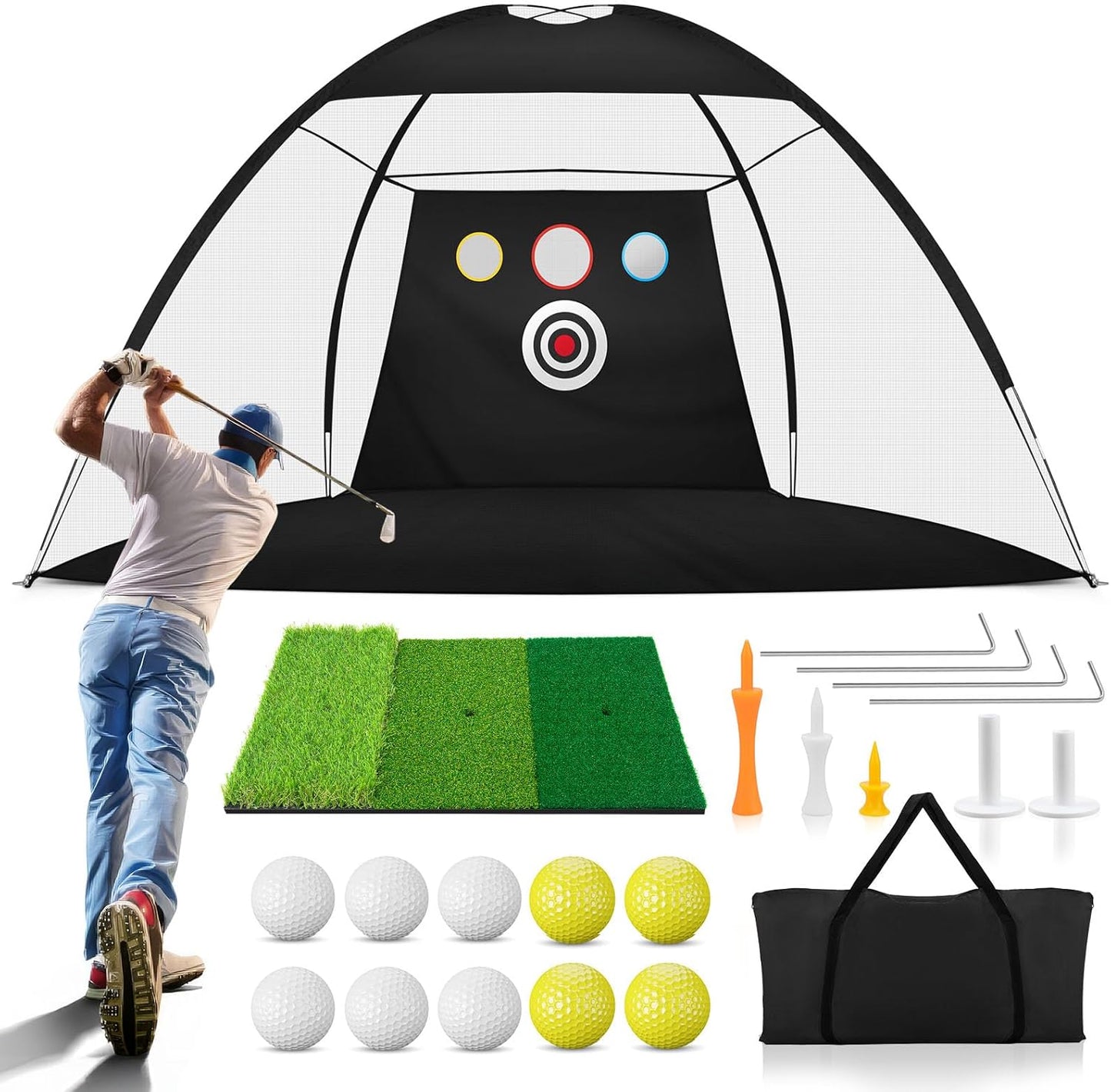 10x7ft Golf Practice Net - Improve Your Swing Anywhere!