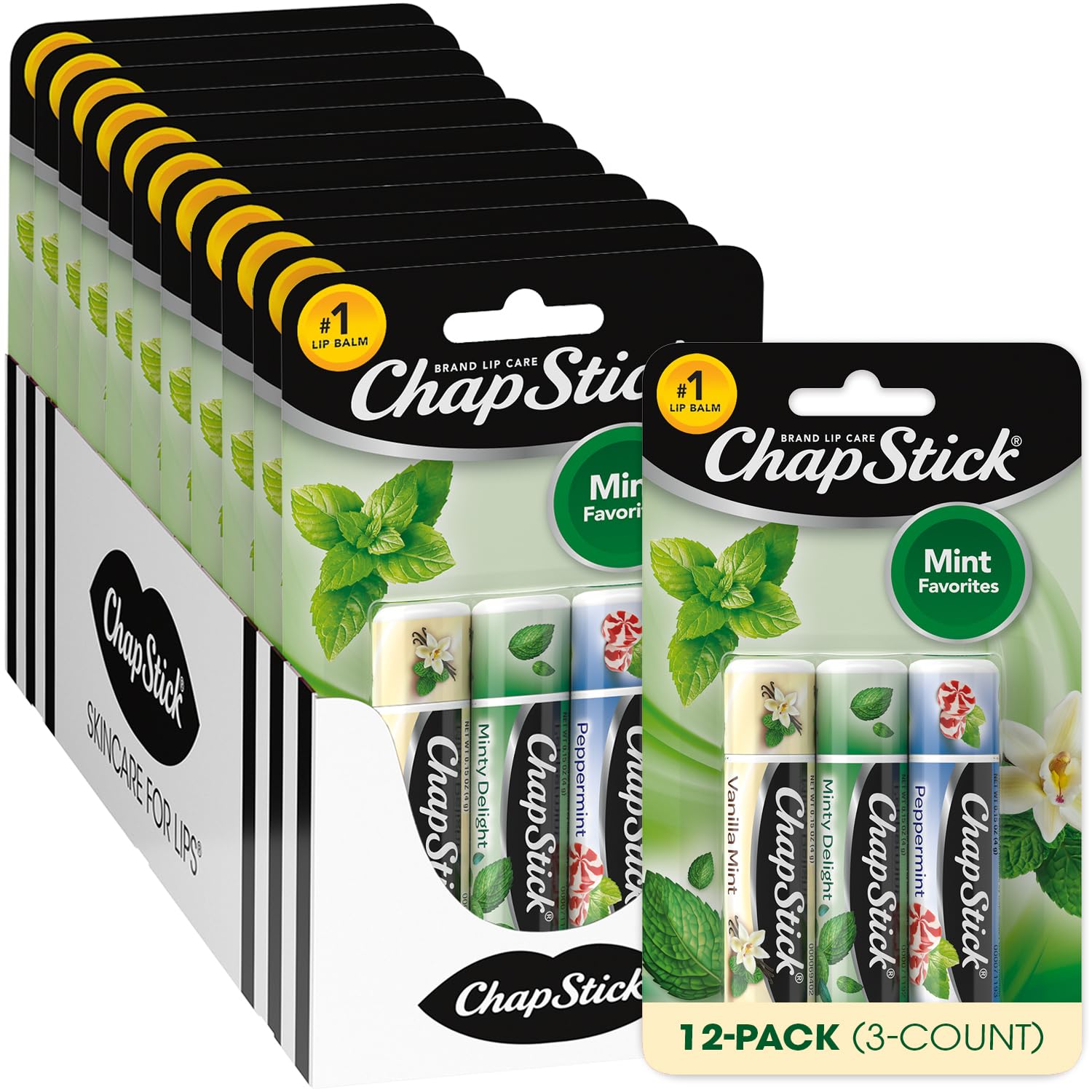 ChapStick Bulk Lip Balm Mint Favorites for Soft Moisturized Lips