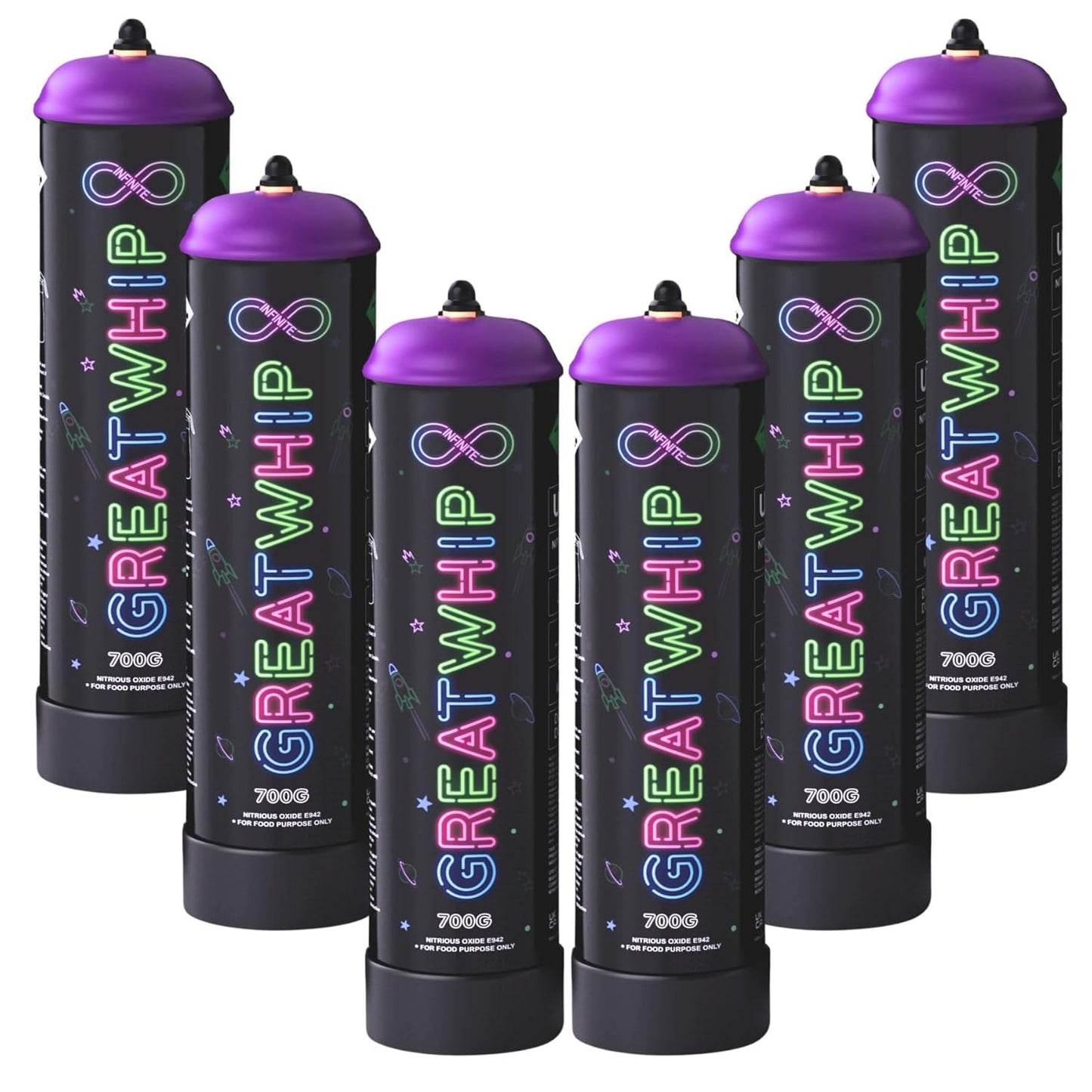 GreatWhip 700g - 6 Cylinders for Fluffy Whipped Cream