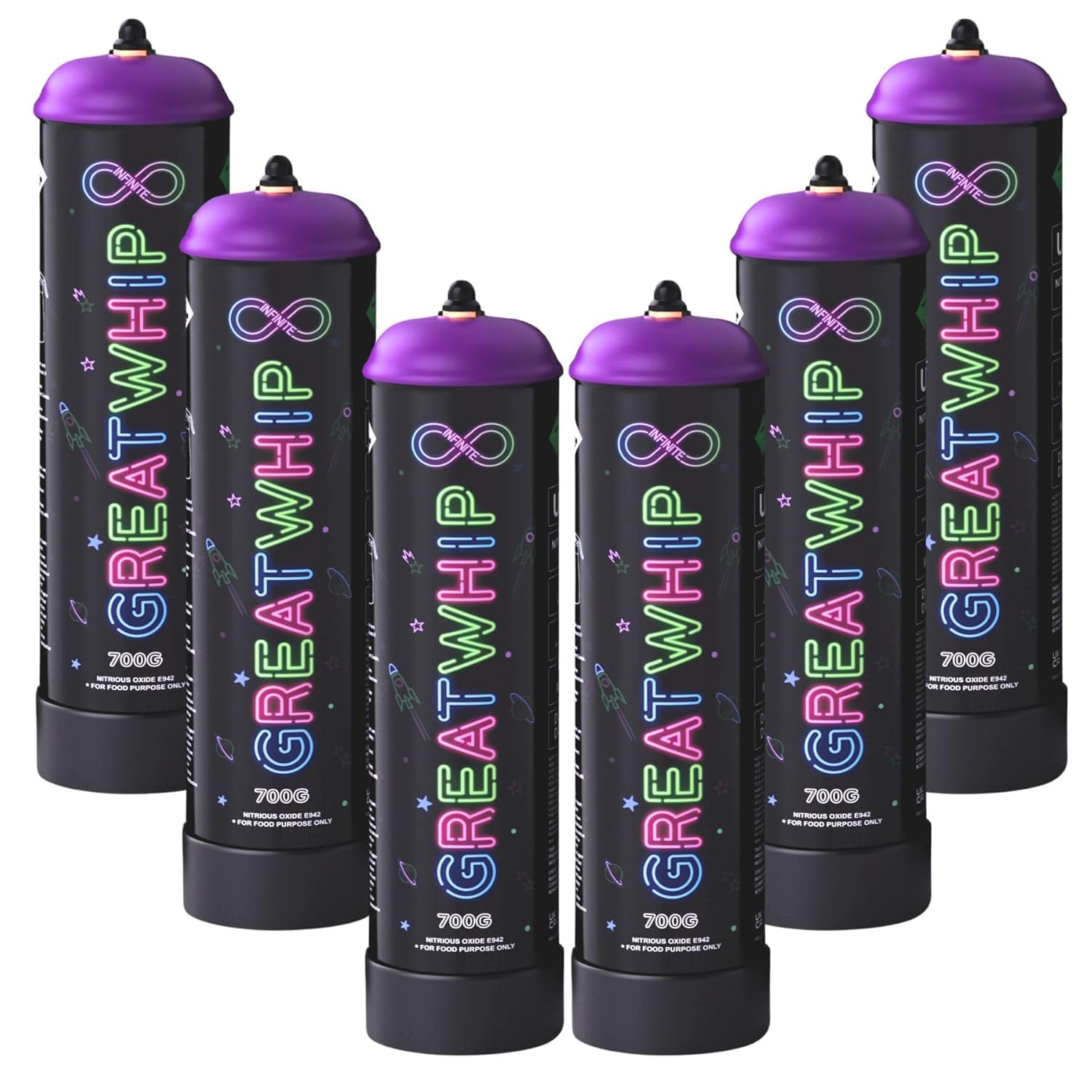 GreatWhip 700g - 6 Cylinders for Fluffy Whipped Cream