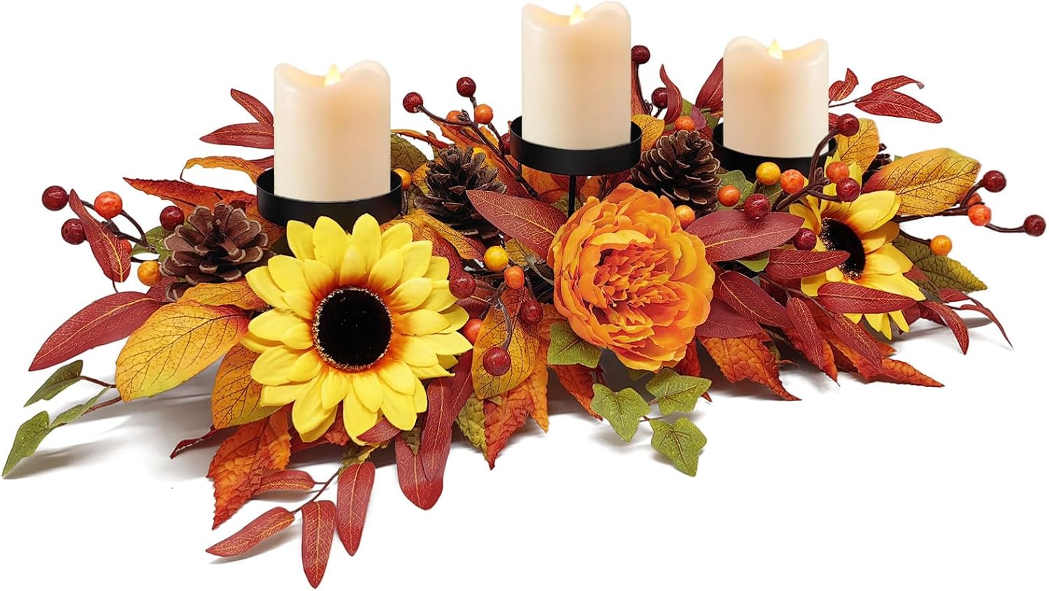 Fall Centerpiece Table Decorations with Artificial Flowers and Leaves