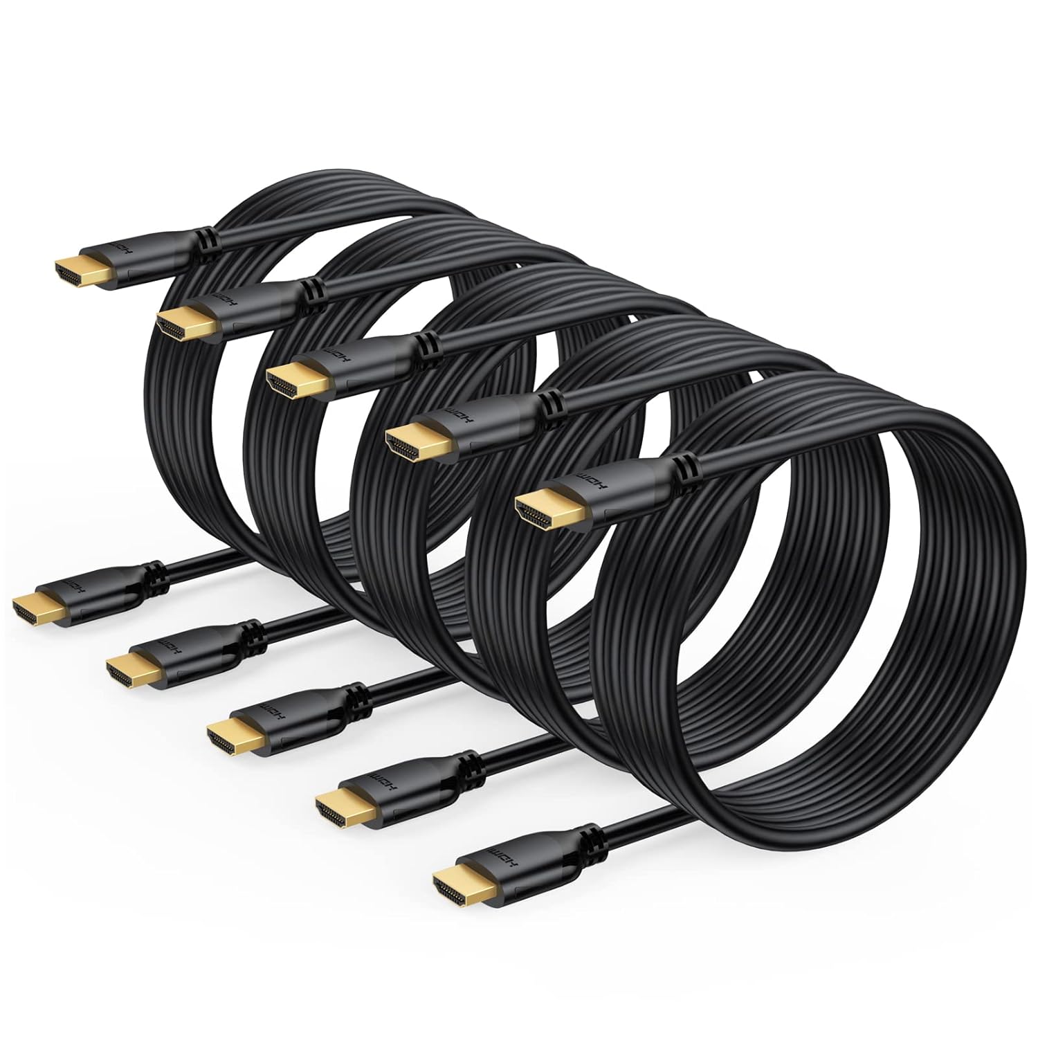 5-Pack 4K HDMI Cables - High Speed 6FT Cord, 4K@60Hz Support