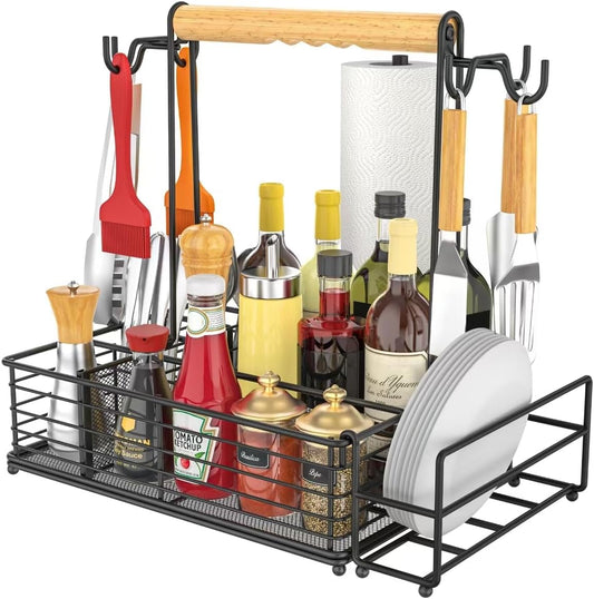 Large Grill and Griddle Caddy for Outdoor Cooking and BBQ