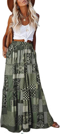 EARKOHA Womens High Waist Tie Paisley Maxi Skirt - Flowing Boho Look