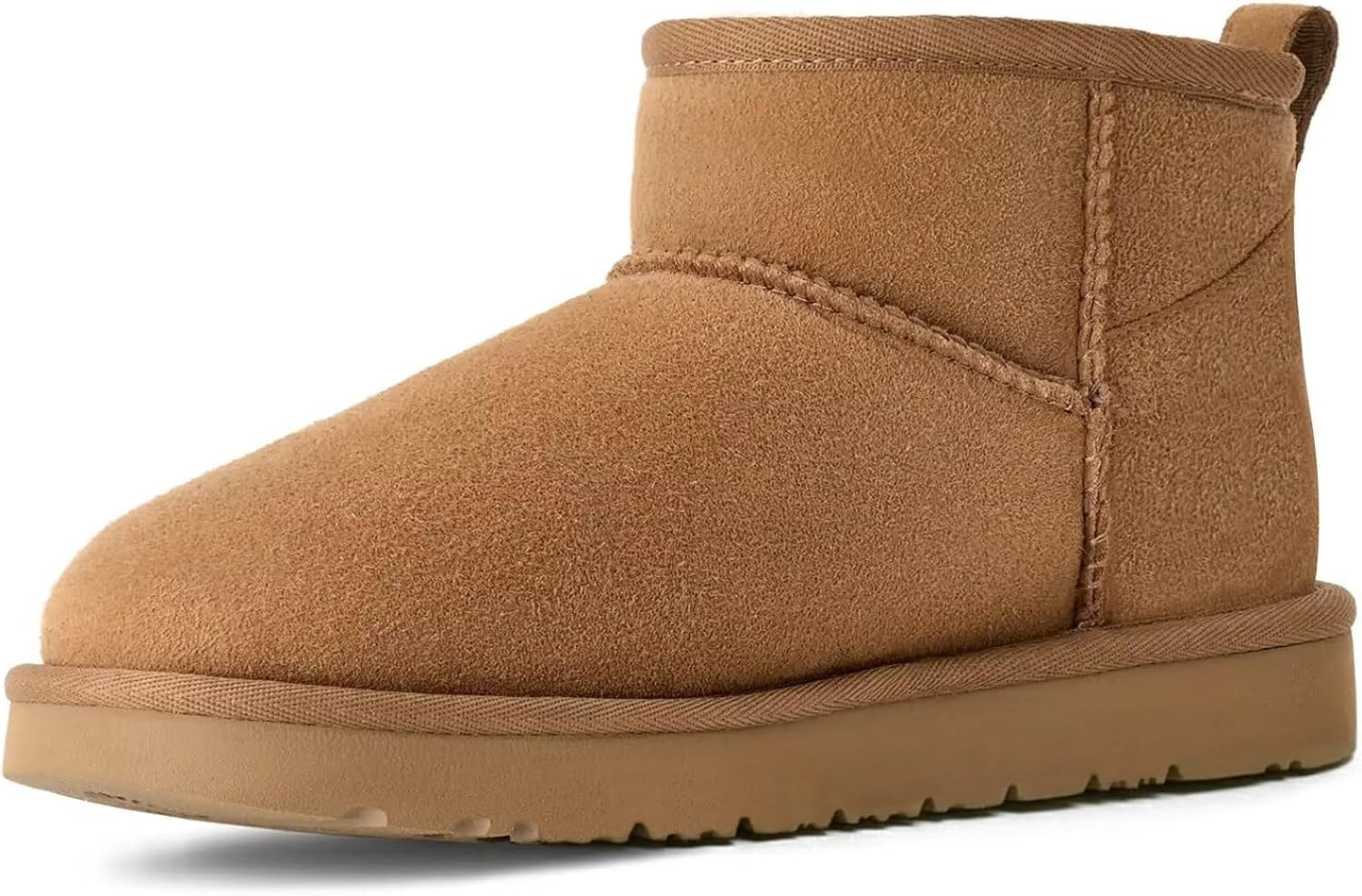OOW 100% Genuine Suede Ankle Boots for Women with Cozy Fur