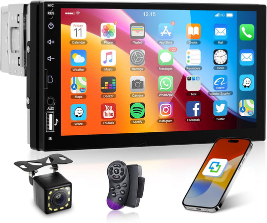 Single Din Car Radio with Bluetooth and 7 Inch Touch Screen