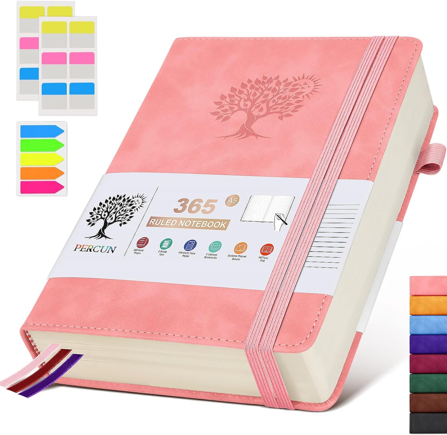 PERCUN Leather Journal - 365 Page Daily Diary 100Gsm Thick Pages