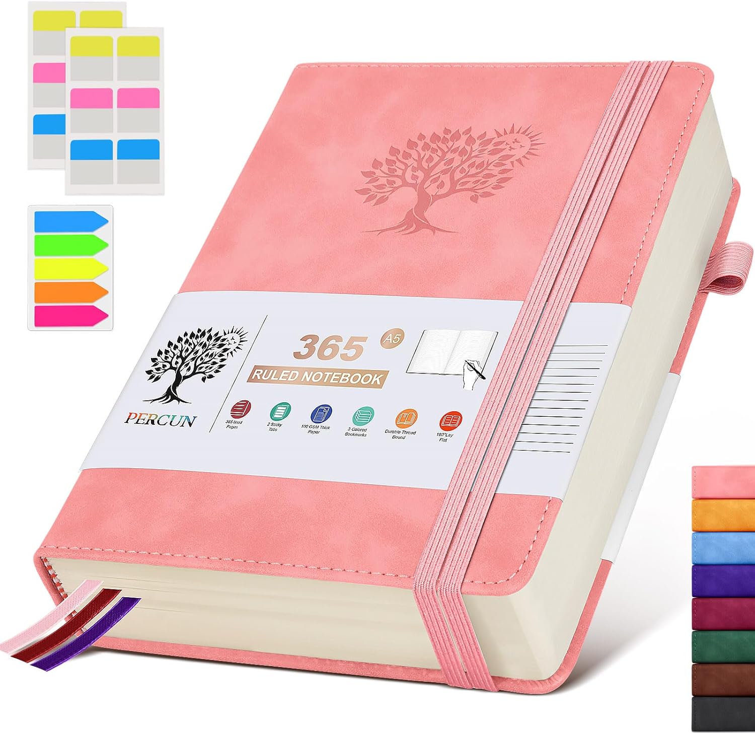 PERCUN Leather Journal - 365 Page Daily Diary 100Gsm Thick Pages