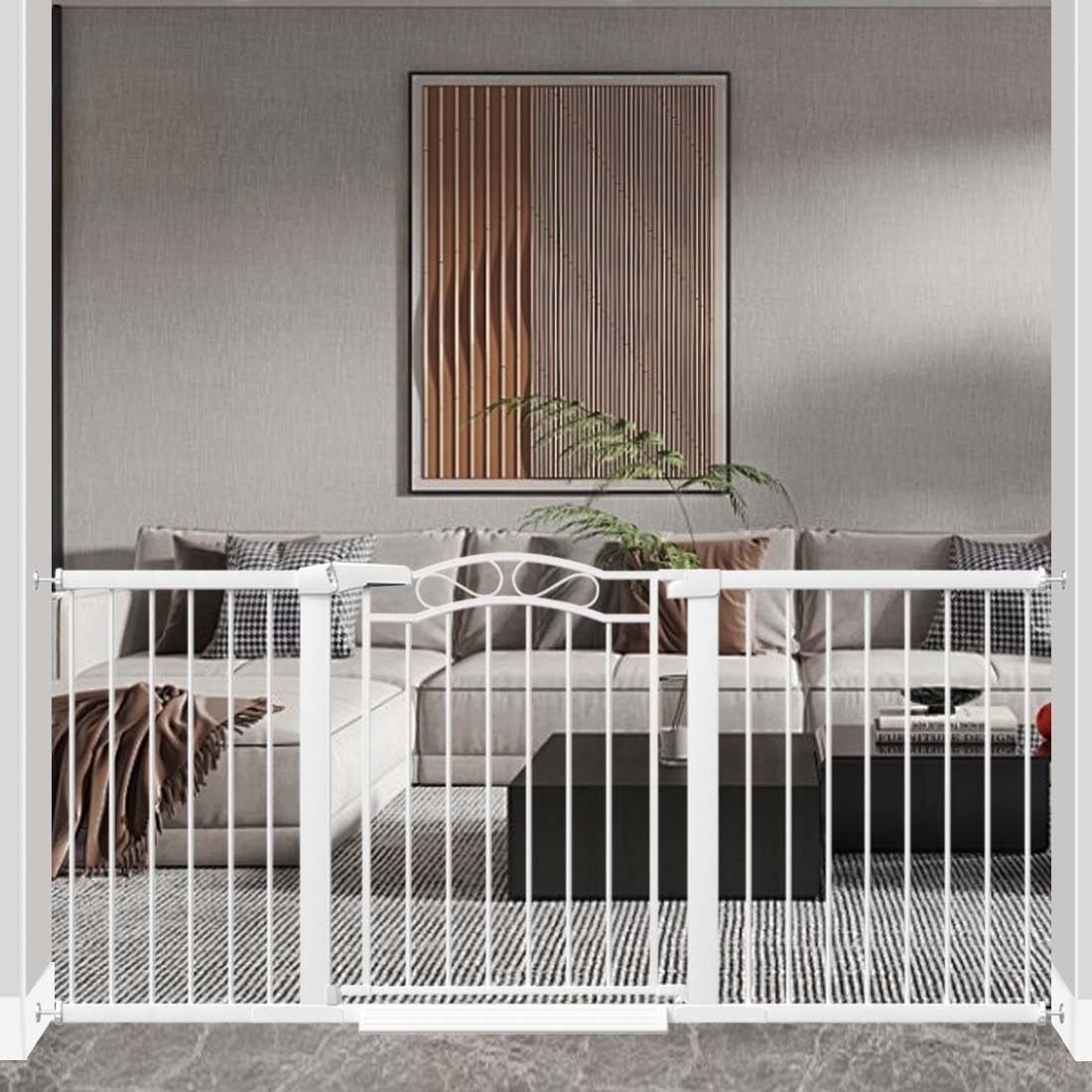 Extra Wide Press Mounted Baby Gate for Kids and Pets Safety